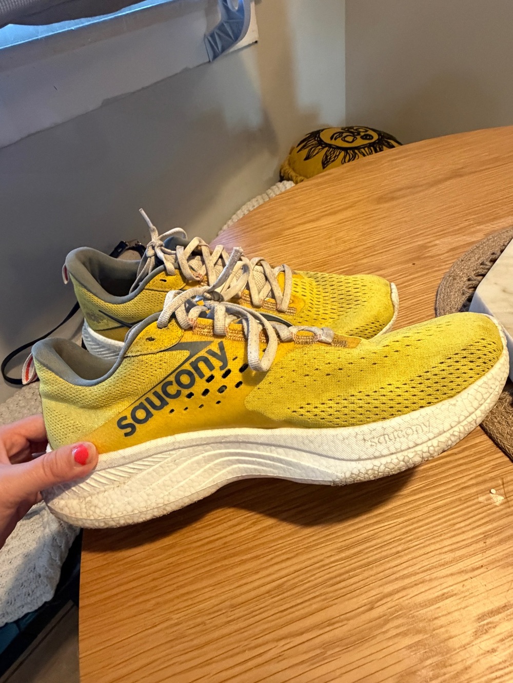 Saucony Yellow and White Running Shoes